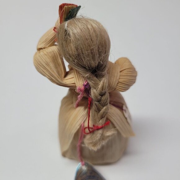 Husk Doll Czechoslovakia Art 5 Inch Fan Braid Woman 1970s Tourist Souvenirs - Picture 3 of 10
